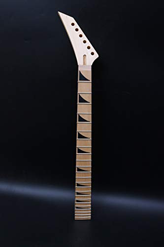 Yinfente Gitarrenhals, 24 Bünde, 64,8 cm, umgekehrter Kopf, Ahornholz, Bolzenflosse, Einlage, DIY Gitarre