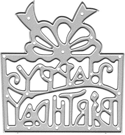Metall-Stanzschablonen mit Aufschrift Happy Birthday, Geburtstagsgeschenkbox, Stanzformen, Prägeschablonen, Vorlagenform für Karten, Scrapbooking und Bastelalben, Alben, Papierkarten, Dekor
