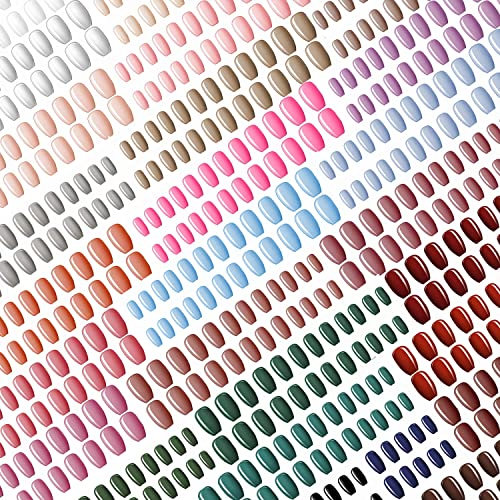 624 Stücke Mittleres Drücken auf Nägeln Voll Abdeckung Gefälschte Nägel Ballerina Sarg Falsche Nägel Einfarbig Künstliche Kunststoff Nägel für Frauen Mädchen Nagel Dekor
