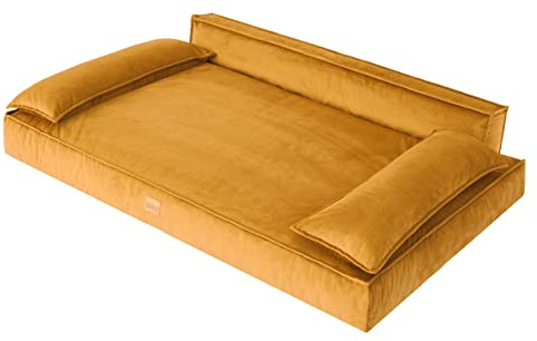 DOGGY Hundebett Haustierbett Hundeliegen Hundecouch Liegen Hundekissen Bett Sofa Hundekorb Tierbett Weich Hundesofa Matratze Schlafplãtze, Gelb, 78 x 54 cm