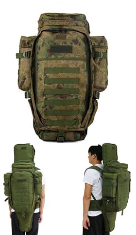 SJASD Taktischer Gewehrrucksack,wasserdichte Militar Rucksack Wanderrucksack Mit Gewehrhalter, Waffentasche für Langwaffen Airsoft Waffen Rucksack für Reisen Camping Jagd Trekking Klettern