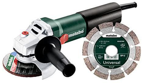 Metabo Amoladora angular WQ 1100-125 SET con tuerca de liberación rápida, diámetro del disco: 125 mm, 1100 W, velocidad de ralentí: 12000 /min