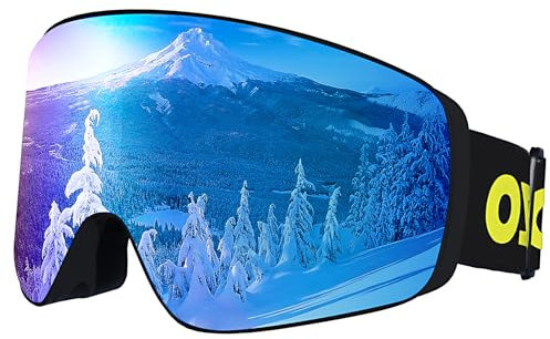 Dizokizo Skibrille Magnetische austauschbare zylindrische Linse Schneebrille für Männer Frauen Anti-Fog UV-Schutz Professionelle Skibrille für Snowboarding Skifahren SNOW-6102