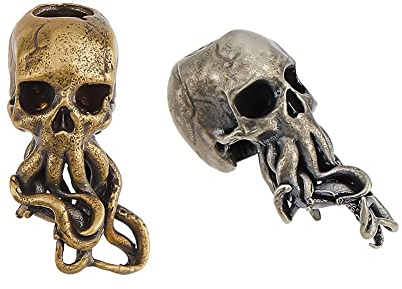 SUPERFINDINGS 2 Farben Schädel Messer Lanyard Perle EDC Charm Perle Messing Europäische Perlen AAntik Bronze Perlen Mit Großem Loch Fallschirm Schnur Perlens Halloween Skeleton Perlens Für DIY Armband