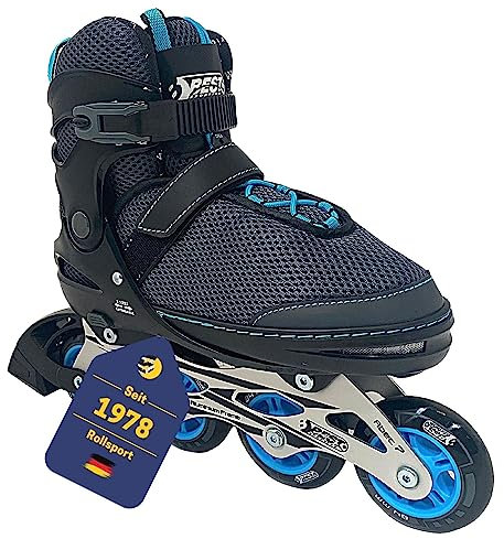 Best Sporting Inline Skates Erwachsene & Jugendliche I Rollschuhe Größe 37-41 I Breitenverstellung bis 6 mm I robuste Inliner mit Bremse I blau I Rollerskates Schuhe I Inliner mit 4 Rollen