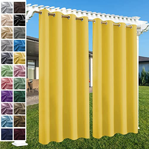 Sichtschutz Sonnenschutz Outdoor Gardine，Outdoor-Vorhänge wasserdicht 1 Stück, 24 Farben Wetterfest Outdoor Vorhang mit ösen Oben und Unten,für Veranda, Pergola, Laube,benutzerdefinierte Größen