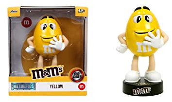 Jada Toys M&Ms Figur Yellow (10 cm) - gelbe M&M`s Sammelfigur aus Metall mit Metallic-Lack, dekorativer Fanartikel für Sammler & Schokoladen-Liebhaber, Gelb