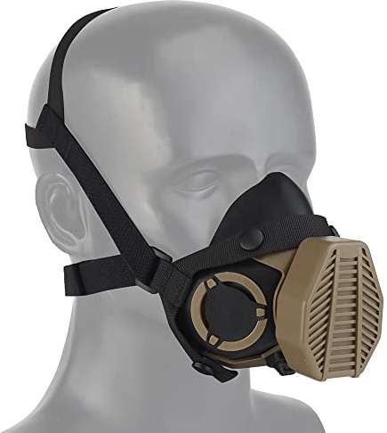 ACEXIER Taktische Atemschutzmaske Gesichtsmaske Halbmaskenfilter Austauschbare Anti-Staub-Maske Verbessert für das Schießen Jagd Airsoft-Zubehör