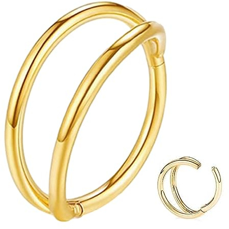 ESHIONER G23 Titan Nasenring Nasenpiercing Septum Piercing Gold 16G 10MM | Ring Dünn Clicker Tragus Conch Rook Piercing Helix Nose Nasen Ringe Titan Wasserdicht Hypoallergen 1 Stück