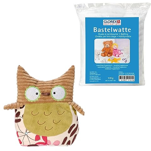 Glorex 04644-1K - Komplettset Kuscheltier zum Selberstopfen, Eule Sina, ca. 25 cm, inkl. 100 g Watte, zum Basteln und Kuscheln