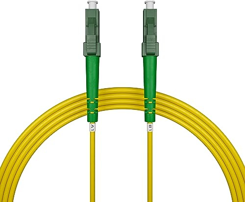 nexinex - 5m Glasfaserkabel LC/APC auf LC/APC Patchkabel | Kompatibel mit Telekom, Vodafone, 1&1, Fritzbox, etc. | LWL Simplex Singlemode OS2 FTTH Glasfaser Lichtwellenleiter Kabel