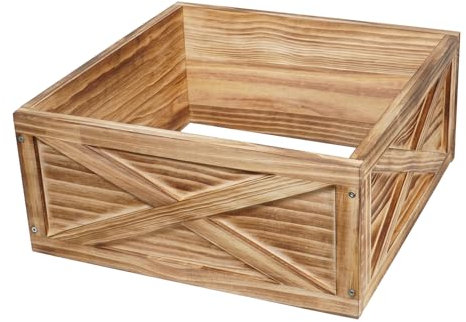 Weihnachtsbaum-Halsband-Box, 55,9 cm L, brauner Holz-Baumkragen, Weihnachtsbaumständer-Abdeckung, Baumrock-Box für unter 2,4 m Weihnachtsbaumschmuck