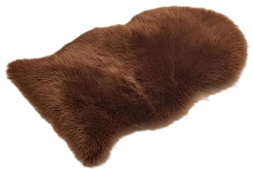 DSOUWEH Longhair Faux Fur Rug for Bedroom Machine Washable and Multifunctional Faux Lambskin Rug Polyester Bedroom Carpet Rugs, Coffee