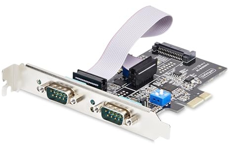 StarTech 2-Port PCIe Serielle Karte, RS232/422/485 (2S232422485-PC-CARD) | DB9, 16C1050 UART, ESD Schutz, Standard und Low Profile Halterung, Windows Linux