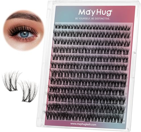 Mayhug 144PCS Ciglia Finte Individuali D Curl Misto Ciuffetti Extension Ciglia Finte Cluster Naturali Individuali DIY Cluster Ciglia Grappolo Volume Russo (Prisma)