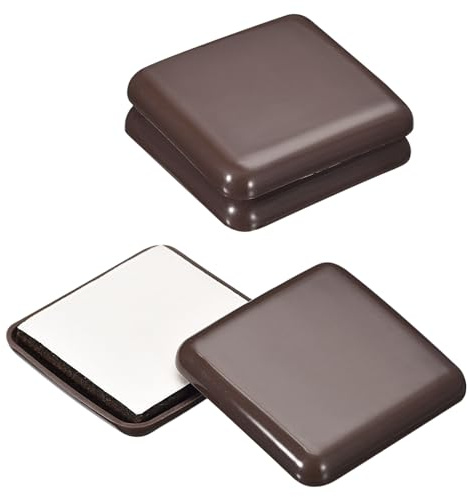 sourcing map 4 feltrini per mobili, 5,1 cm, in plastica, autoadesivi, quadrati, per sedie, per moquette, piastrelle, pavimenti in vinile e legno (marrone)