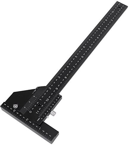 Yctze Aluminum Alloy T-Ruler for Woodworking, Wood Measure Scribing Ruler, T-Lineal Tool, L Square Sliding Scriber, Precision Woodraphic Measuring Ruler