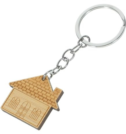 MOBUTOFU Porte-clés En Bois Pendentif Maison 5 Pièces Solide Créatif Présent Famille Amis Décoration Clés Paquet