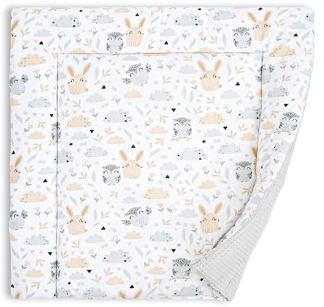 Materassino fasciatoio 75x72 cm - cuscino neonato in cotone lavabile pieghevole e portatile materasso da viaggio tappetino per cassettiera lavatrice e tavolo 75 x 72 Oeko-Tex Gufi B