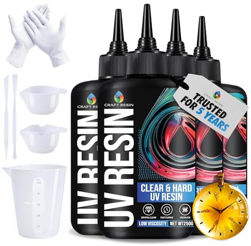 CRAFT RESIN 500g UV Resin Kit Hard Type Low Viscosity – Crystal Clear and No-Yellowing UV Resin Glue for DIY, Jewelry Making, Molds Casting and Polymer Clay Projects - Cure under UV Light