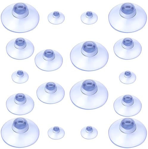 Rumgug Ventose in plastica, 45 mm, 30 mm, 20 mm, ventose, piccole ventose in plastica trasparente senza gancio, per esterni, cucina, bagno, 3 misure (18 pezzi)