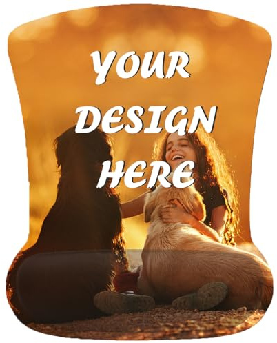 Tapis de Souris Personnalisé Ergonomique Avec Support de Poignet - Photos et Texte Personnalisés, Base Antidérapante, Coussin en Gel Confortable pour Bureau