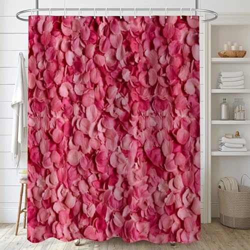 FAIRYGATE Duschvorhang Pink 180x180 cm Vintage Bad Waschbar Duschvorhänge Polyester Textil Wasserdicht Badevorhang für Badewanne mit 12 Haken B8416