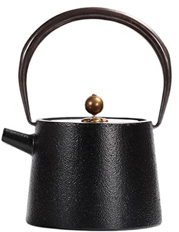 CAFIEDR Théière Japonaise en Fonte avec poignée en cuivre, Bouilloire à thé Chinoise pour Feuilles Mobiles, théière à Eau Chaude bouillante