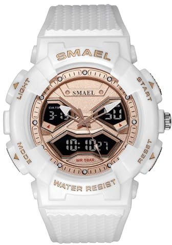 HFWXYSA Digitale Orologio per Uomo Orologi da Uomo Sportivo Impermeabile Militare Orologio con Sveglia Cronometro all' Aria Aperta Orologio Analogico,Rose Gold