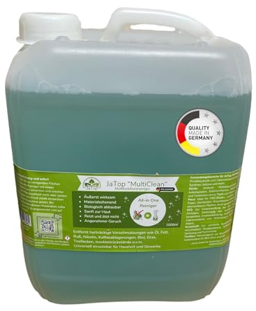 JaTop MultiClean All-in-One Reiniger extrem effektiv - entfernt mühelos Verschmutzungen wie Fett, Öl, Kaffee, Nikotin, uvm. - biologisch abbaubar (1L)