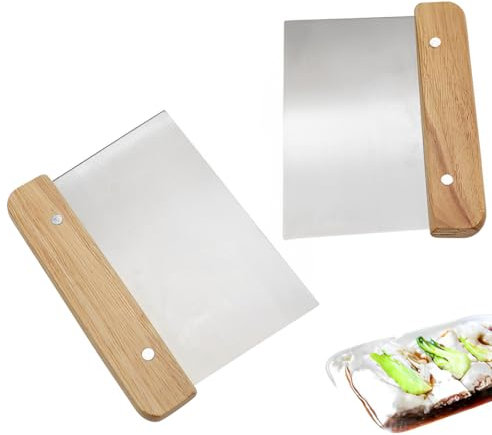 2 Pièces Coupe Pate Boulangerie, Grattoir a Pate, Inoxydable Grattoir à Patisserie, Coupe Pâte, Hachoir à Grattoir, Pâtisserie, Pizza - Corne de Boulanger avec Mesures et Poignée Non-Glissante