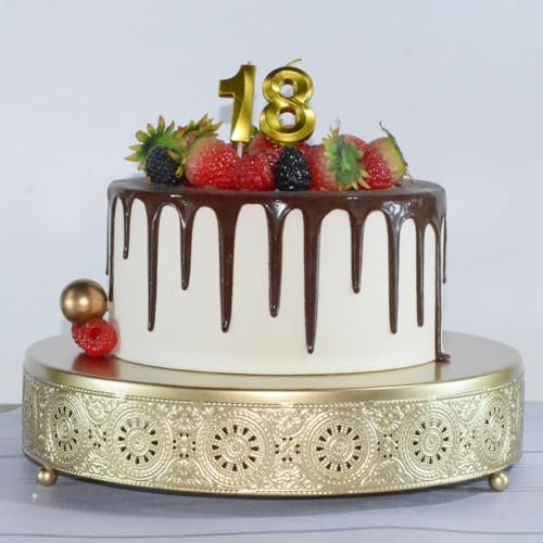 FEICTPOX Alzata per torte, in metallo, rotonda, per cupcake e dessert, per matrimoni, compleanni, baby shower, anniversari, colore oro, 30,5 cm