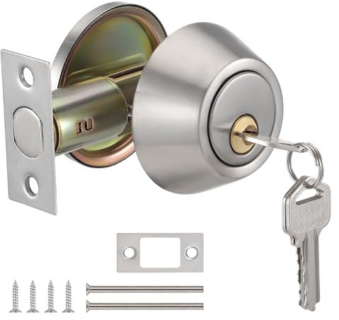 Coolty Pomello porta serratura per porte interne con chiave e chiusura a scatto per ambienti che richiedono maggiore sicurezza, casa, ufficio, posto di lavoro (pulsante di blocco (argento)