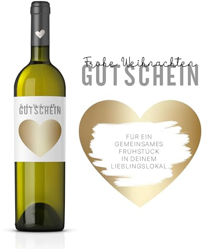 Weinflaschen Etikett | Erlebnisse statt Dinge Gutschein | Personalisiertes Wein Flaschen Etikett | Rubbellos Weinetikett Weihnachten | Geburtstag | Valentinstag (Frohe Weihnachten - Gold)
