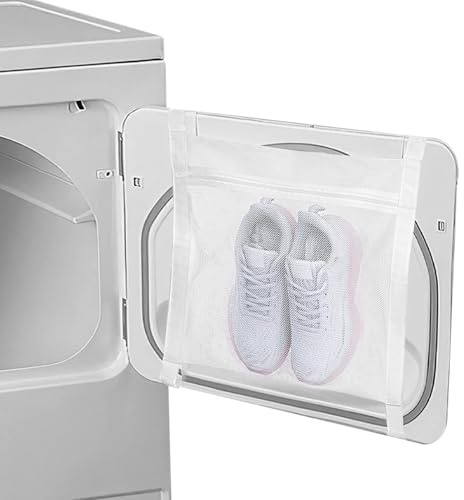EMVANV Shoe Drying Bag,Laundry Bags Reusable Shoe Dryer Mesh Bags Sneaker Wash and Dry Net Bag Net Laundry Bags with Zipper and Strap for Washing Machine, Shoes, Clothing(Size:40 x 40cm)