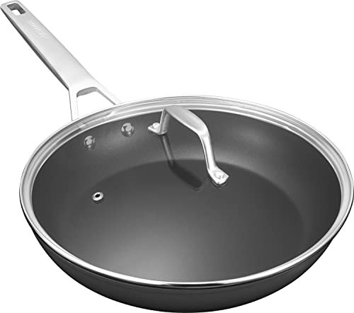 MSMK 20cm Non Stick Frying Pan with Lid, Long Lasting Forged Aluminium Frying Pan, Wok Non Stick, Scratch-Resistant, Induction Compatible,Stainless Steel Handle