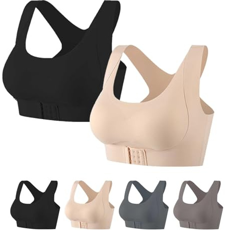 Vowtrlleoy BH, Haltungskorrektur, Vorderschnalle, BHs für Frauen, Rückenstütze, orthopädische Anti-Aging-BHs, 2 Stück - D, XL