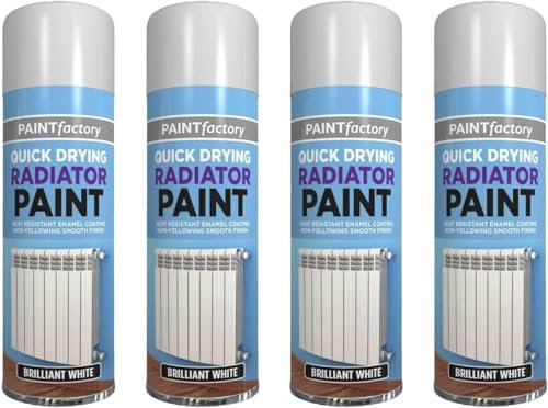 MIXEL White Radiator Spray Paint, Aerosol Primer, Quick Drying Formula, Non-Yellowing Finish, Smooth Finish, Durable And Convenient, Heat Resistance,400ML (4PCS)