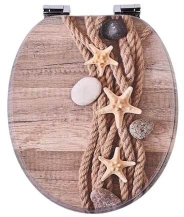 SAINOS Abattant de WC en MDF avec système d'abaissement automatique, couvercle de toilette en forme de O avec charnières réglables à fermeture rapide pour un nettoyage facile taille standard