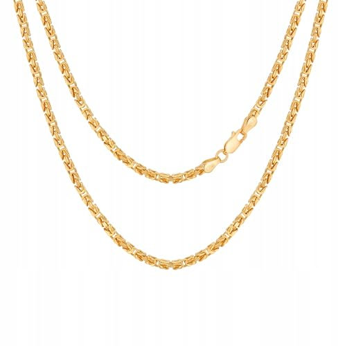 Ulex Premium 925 Sterling Silber Damenkette vergoldet Königskette Byzantin Stil 3 mm breit 55 cm lang Vergoldete Silberkette Schmuck Frauen Elegant Zart Klassisch