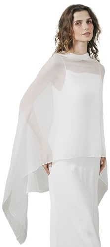 BEAUTELICATE Women’s Sheer Shawl Wrap Elegant Cape Capelet Textured Crepe Solid Scarf Lightweight Top Cover Up for Summer Daily Wedding Evening Bridesmaid Bride,Ivory