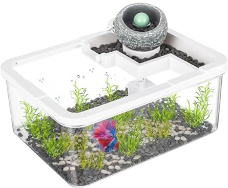 Acuario Pequeño,Decoración De Pecera Miniatura Interior - Acuarios de Escritorio Hidropónicos con Bomba USB y Luz para Dormitorio, Mesa, Medusas y Acuaponía