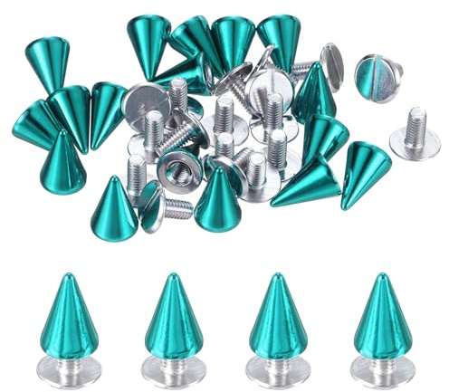 M METERXITY 36 Pezzi Borchie coniche 10x7 mm, Punte in Ottone rivettato con Viti a Rivetto Rapide, in Stile Punk, per Abbigliamento/Scarpe/Borse/Pelle Fai da Te/Tessuti, Blu