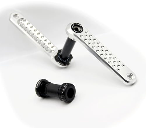YUTZRIQP Rennrad-Kurbelgarnitur, 160 mm, 165 mm, 170 mm, Hohle Integralkurbel, 3-Schrauben-Gerademontage, BSA, 24-mm-Welle, Kurbelarm-Set for Rennräder(160MM Silver Crankset+BSA BB)