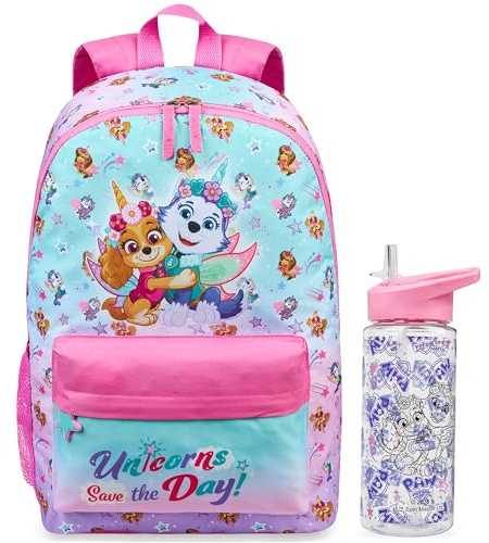 Get Trend Paw Patrol Girls Backpack 2 Pcs Set, 43cm School Bag | Lightweight Rucksack with 500ml BPA-Free Water Bottle, Sports Travel Book Bag, School Supplies Girls Gifts (Multi Paw Patrol)