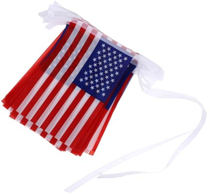 Lurrose Bandiere Americane Filo 38 Pezzi 14X21 CM Festoni Decorativi per Festa 10 Metri Stendardi per Celebrazione del 4 Luglio e Scenografie Fotografiche
