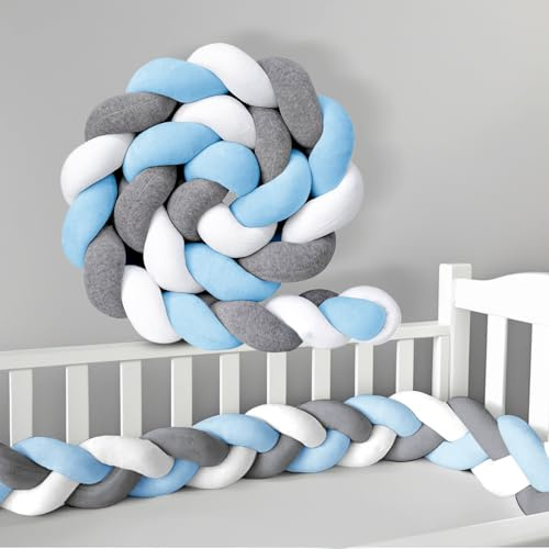 PTKG Bed Guard Rail Surrounds Cushions Braided Knotted Pillows All-Round Protection Pillow for Bed Soft Breathable Nursing Cushion for Room Decor Body Pillow,H3,400CM