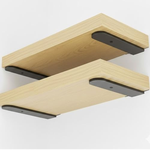 Equerre Etagere Murale, Support d'Étagère Murale Invisible 25 cm, Lot de 6 -angle T - Equerre Fixation Charge Lourde 70 kg, Pour Étagères Industrielles et Salon, en Acier Renforcé avec