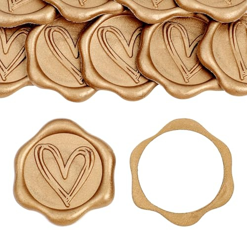 Tmefoy 100 Stück Wachssiegel Selbstklebend Herz, Wachssiegel Aufkleber Vintage, Siegelaufkleber Hochzeit, Klassische Dekoration für Hochzeit Geburtstag Party