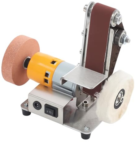 Lijadora de Banda, Mini Lijadora de Banda Eléctrica con 7 Velocidades Ajustables 4000-9000 Rpm Lijadora de Taller Eléctrica, Para Metal, Madera, Bricolaje, Fabricación de Joyería